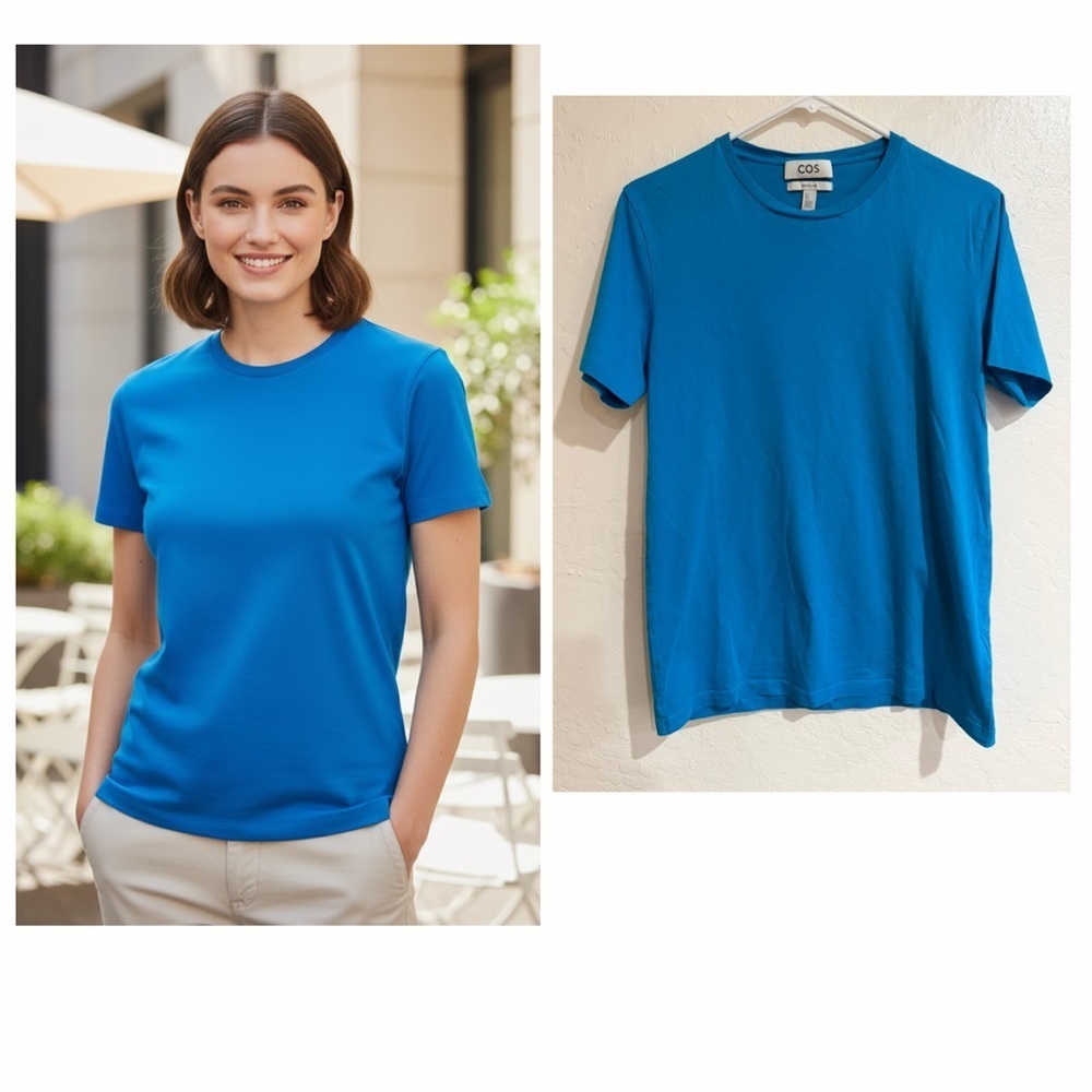 COS Women's Blue Short Sleeve Basic T-shirt size Small Regular